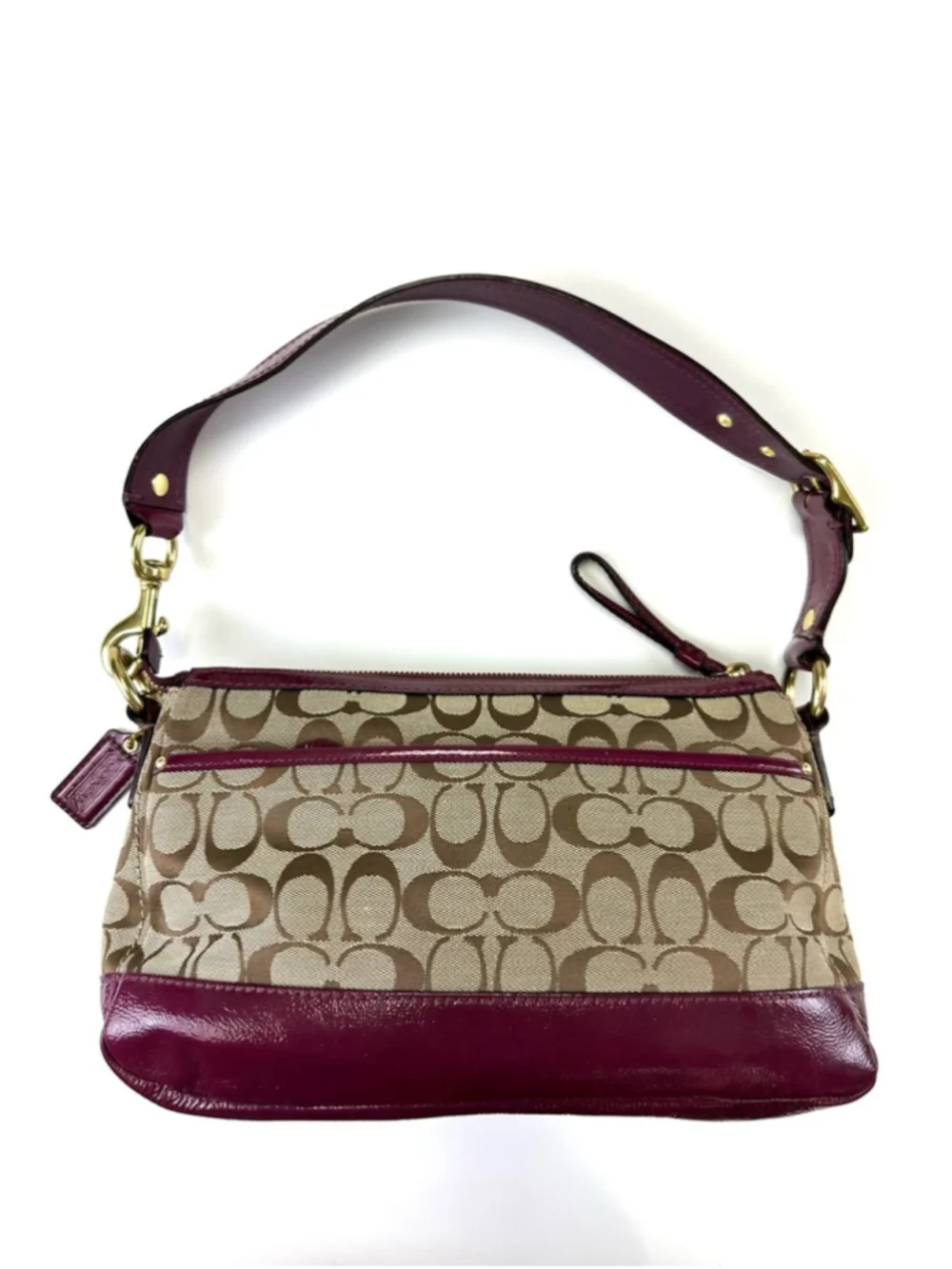 Coach 65th Anniversary Legacy Signature Double Turnlock Bag Plum G0826 F12869